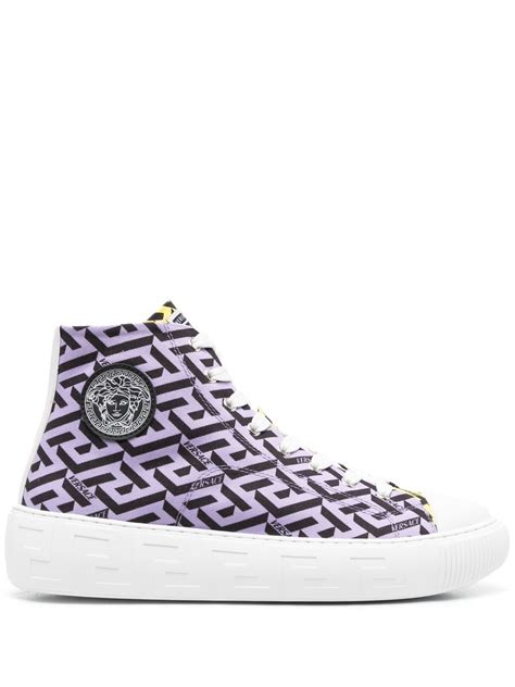 versace greca high top|greca embroidered sneakers.